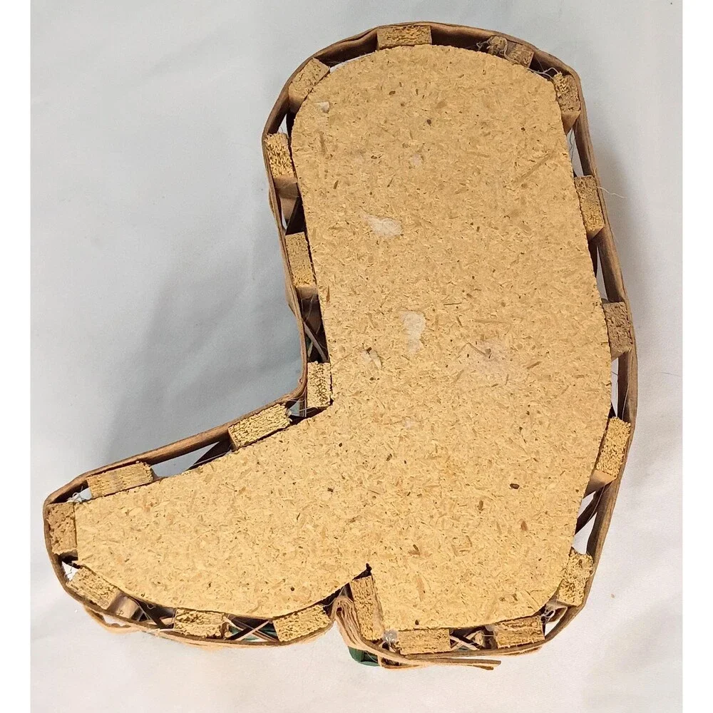Wicker and Wood Boot Shaped Basket Tray